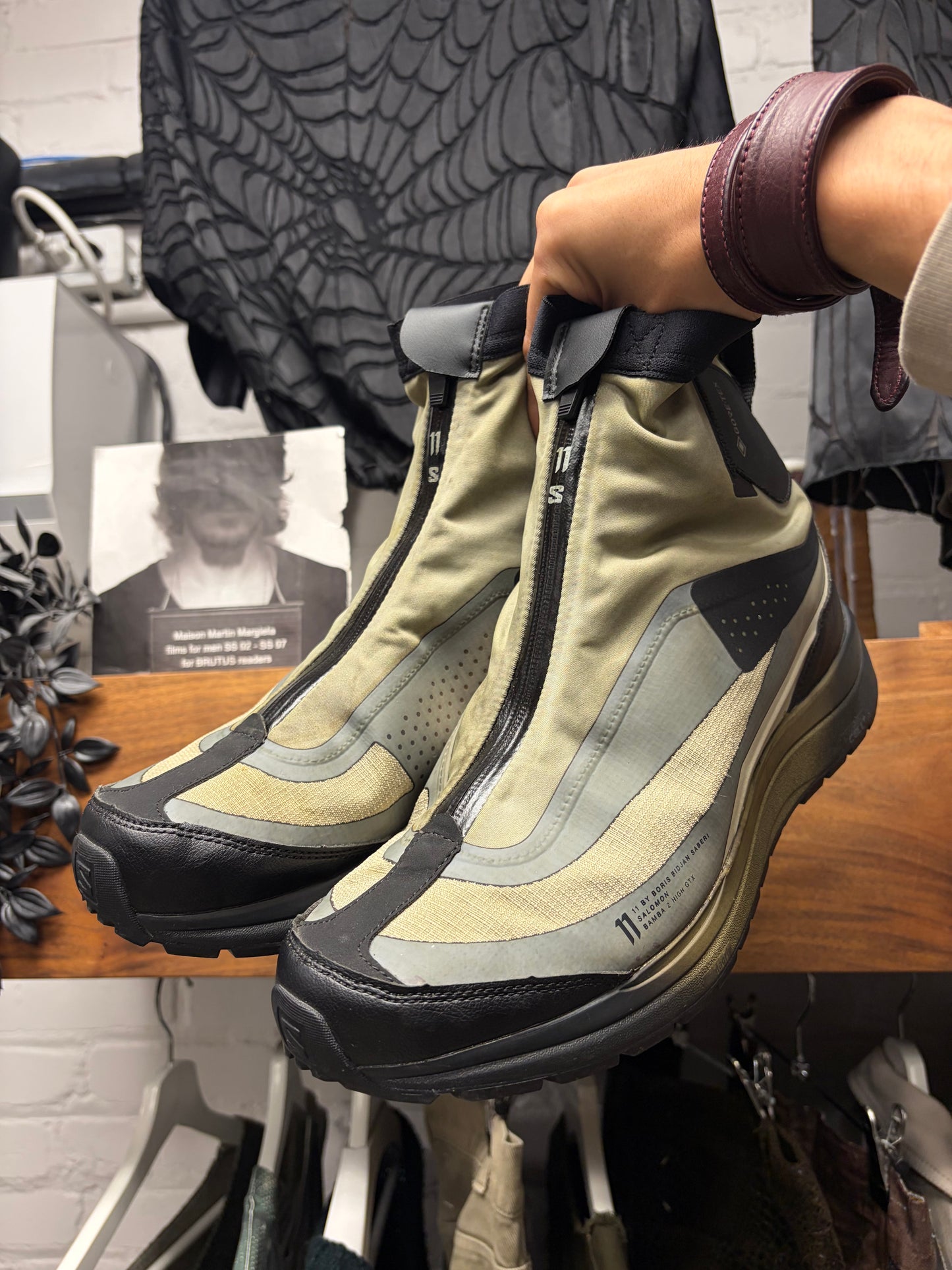 Boris Bidjan Saberi x Salomon ‘Bamba 2’ Brown High Top Sneakers