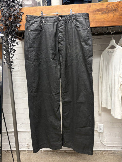Rick Owens ‘Geth Cut’ Waxed Black Wide Leg Pants