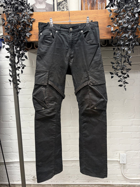 Vuja Dé Waxed Black Bondage Cargo Pants