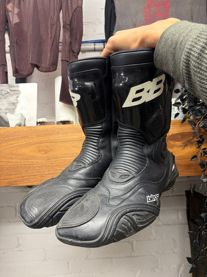 Balenciaga ‘Tyrex’ Black/White Leather Motocross High Cut Boots
