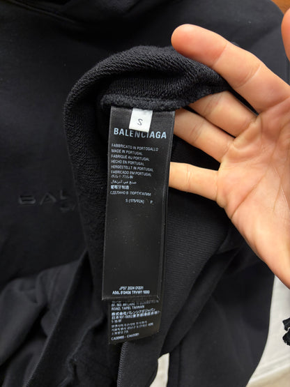Balenciaga ‘BB Garderobe’ Black Embroidered Logo Hoodie