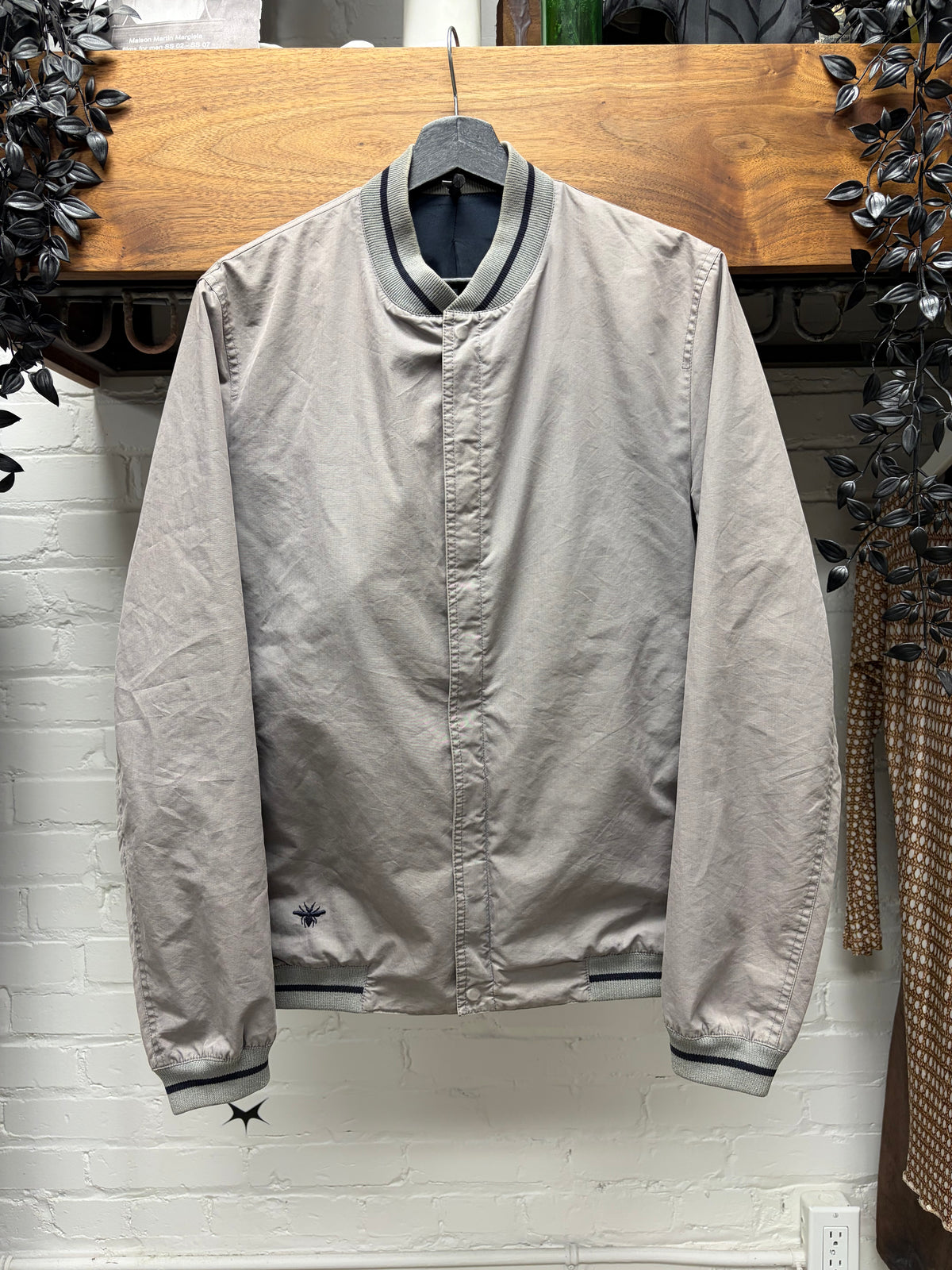 Dior Homme ‘Bee’ Embroidered Logo Grey Bomber Jacket