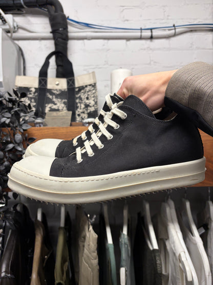 Rick Owens DRKSHDW ‘Ramones’ Black Canvas Low Top Sneakers