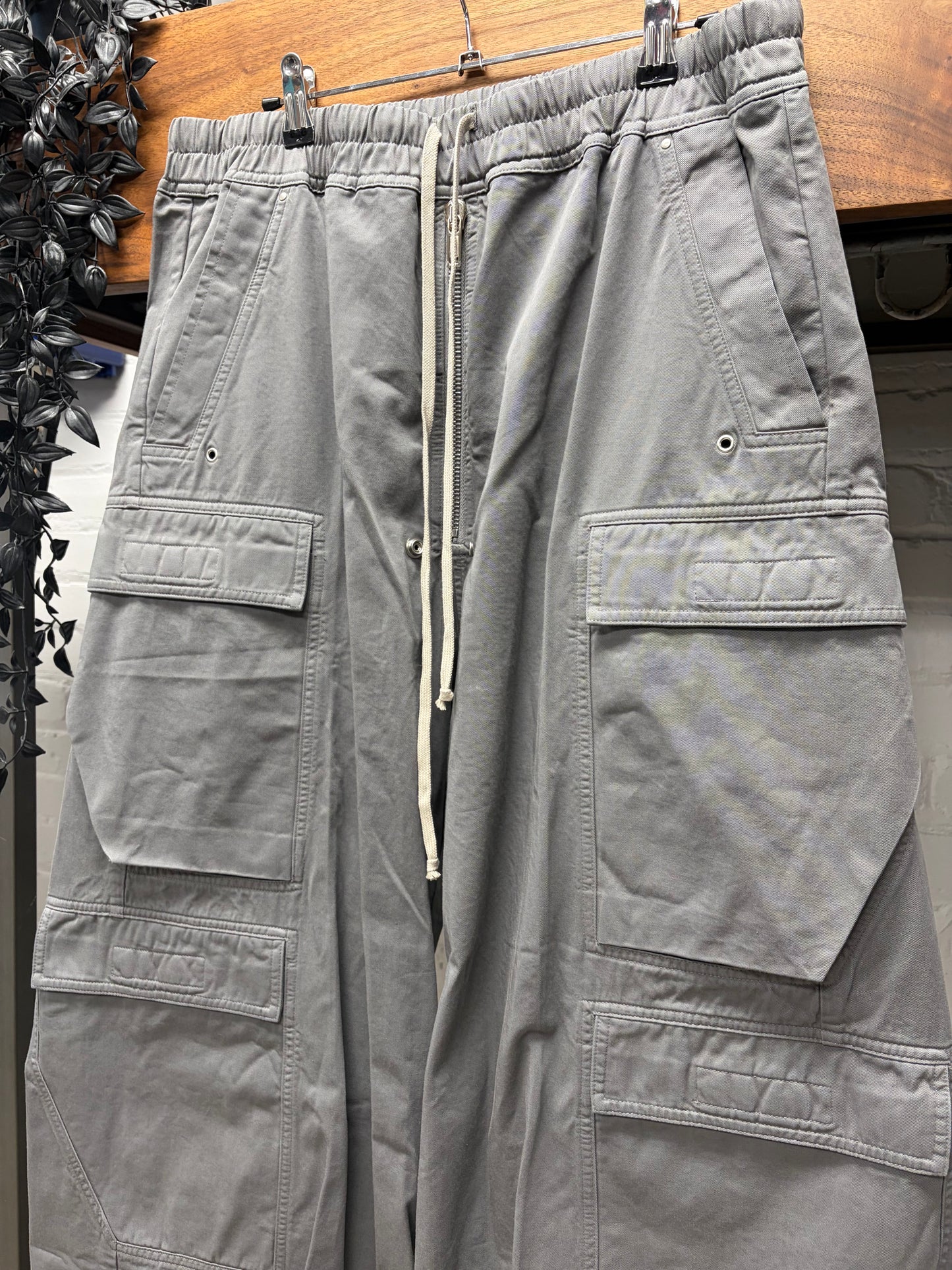 Rick Owens Stone Grey ‘CargoBela’ Wide Leg Pants