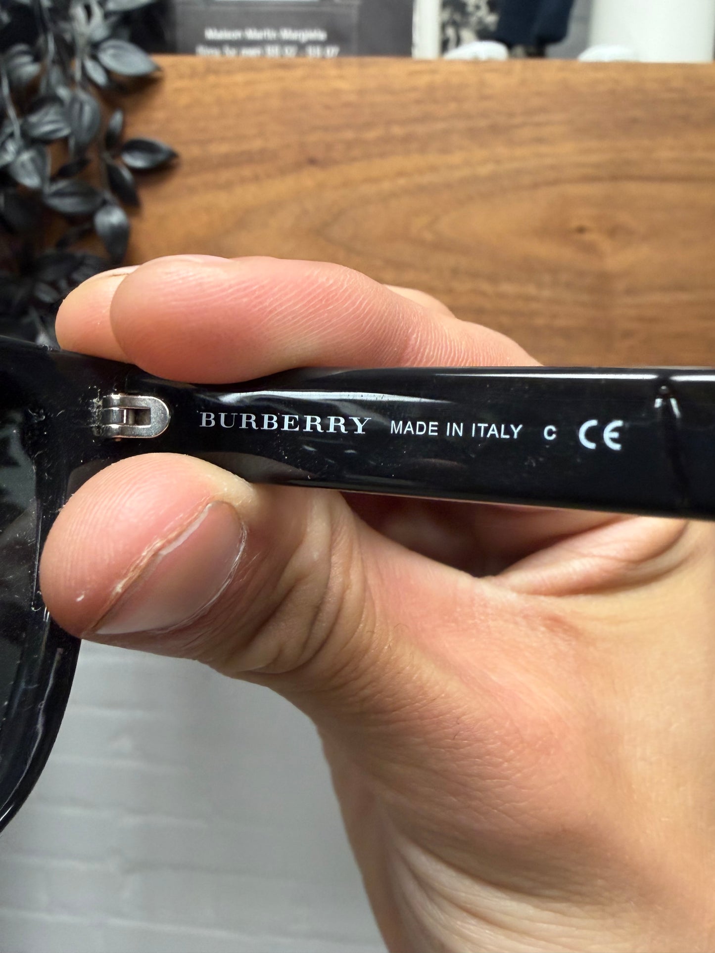 Burberry ‘Foldable’ Black Wayfarer Engraved Logo Sunglasses