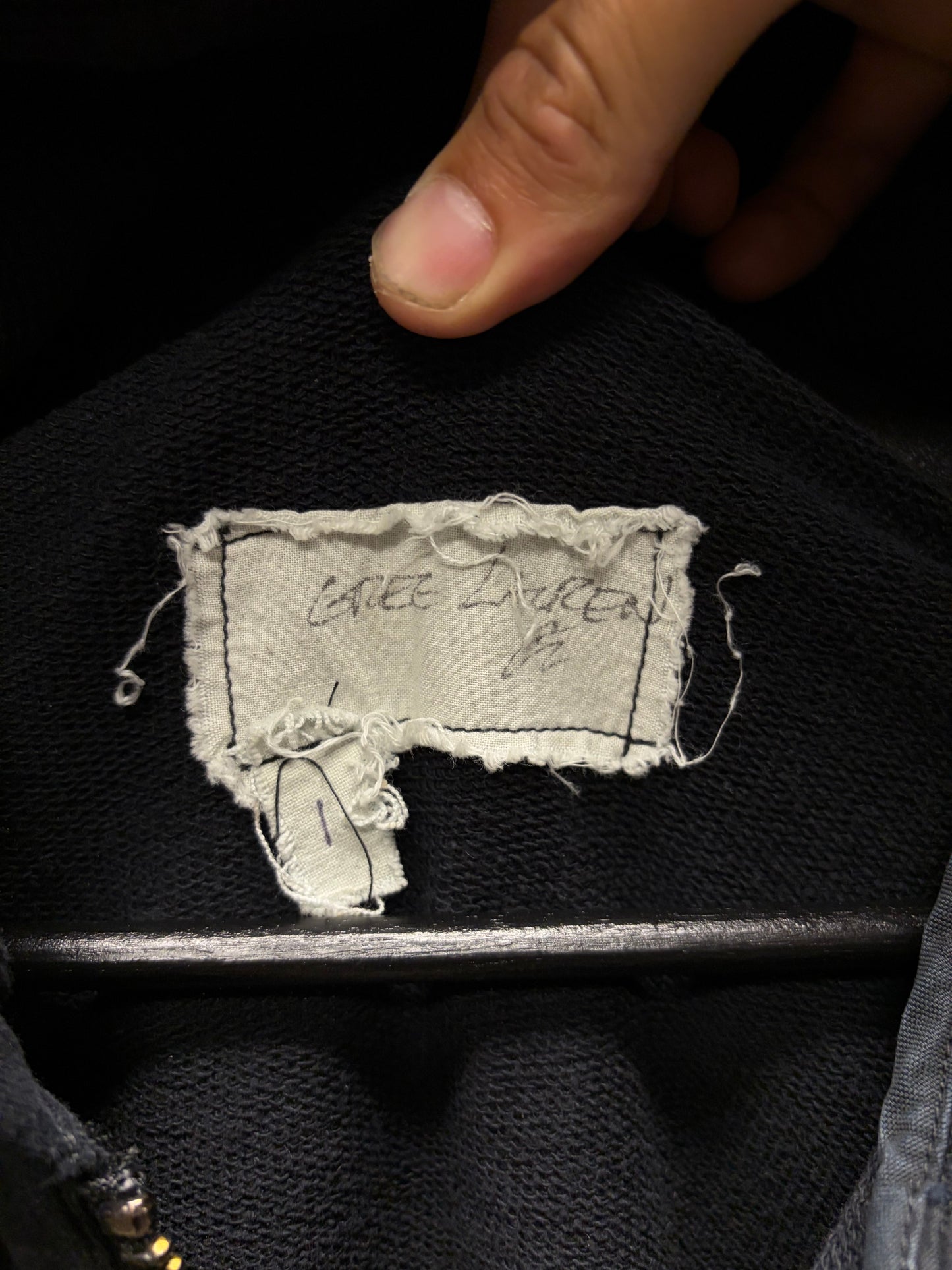 Greg Lauren Perforated Mesh Leather Spliced Hybrid Zip-Up Hoodie
