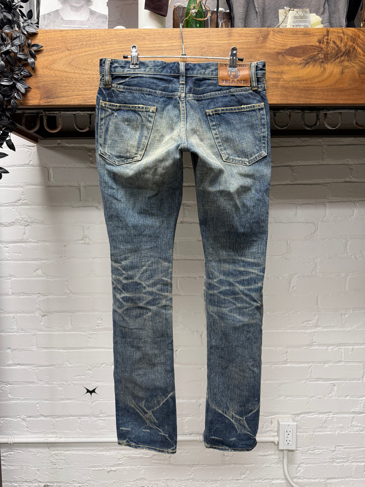2000s Hysteric Glamour Studded Raw Blue Skinny Jeans