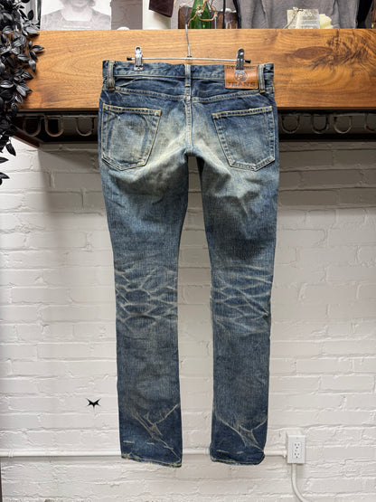 2000s Hysteric Glamour Studded Raw Blue Skinny Jeans