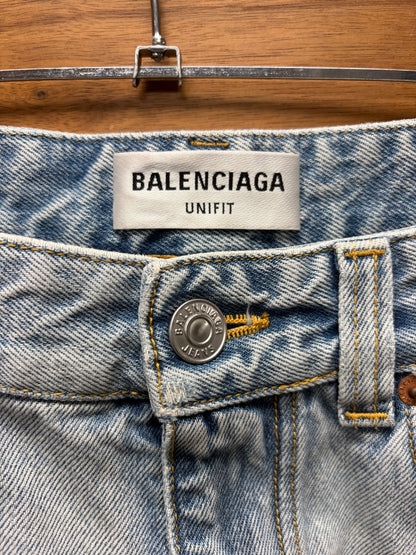 2022 Balenciaga Light Washed Blue Wide Leg Denim