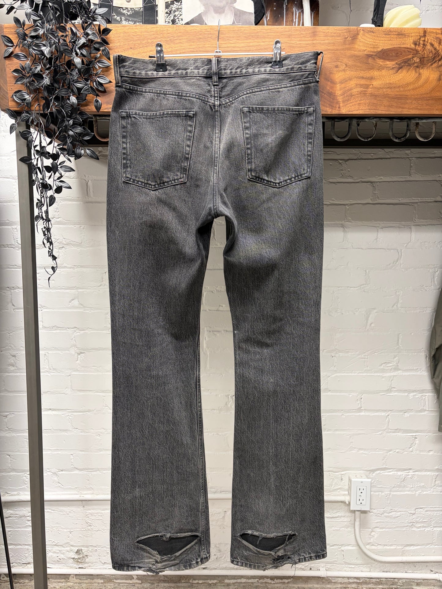 2018 Balenciaga Flared Cut Washed Grey Denim