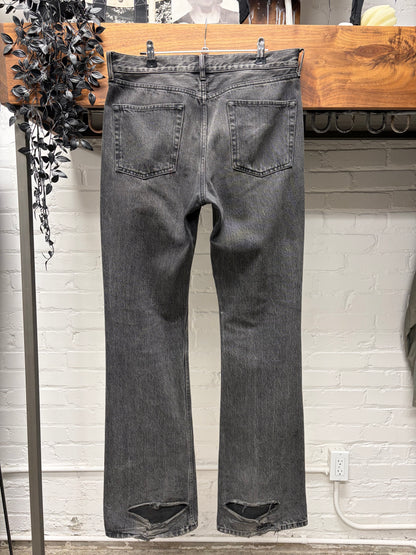 2018 Balenciaga Flared Cut Washed Grey Denim