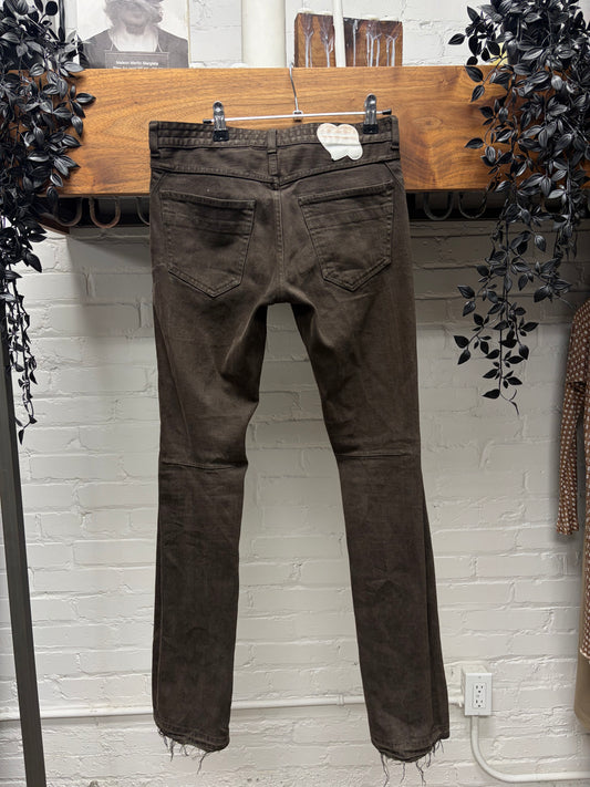 Number (N)ine ‘Crying Heart Patch’ Brown Skinny Jeans