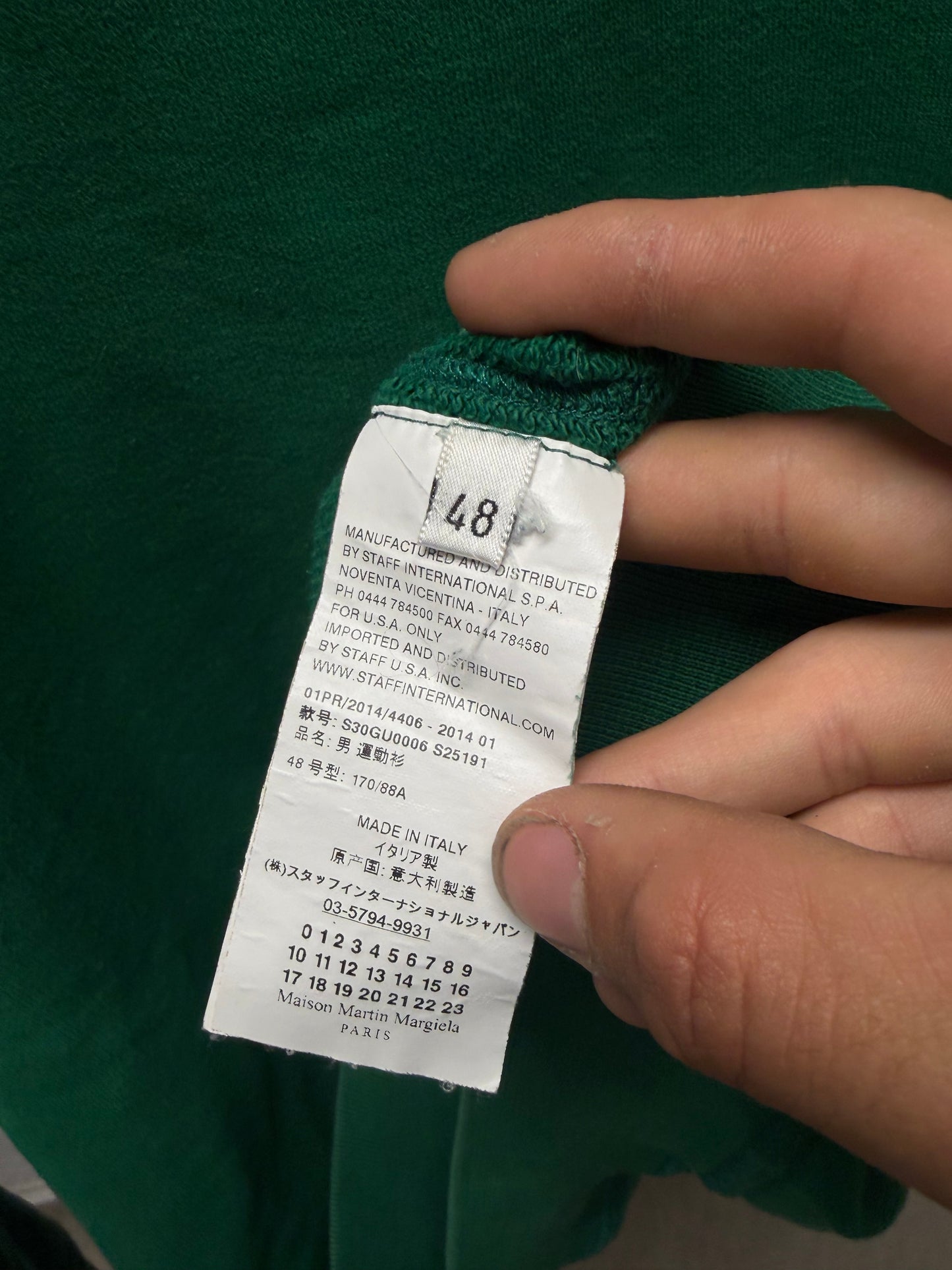 2014 Maison Margiela Green ‘Frayed Outseam’ Sweatshirt