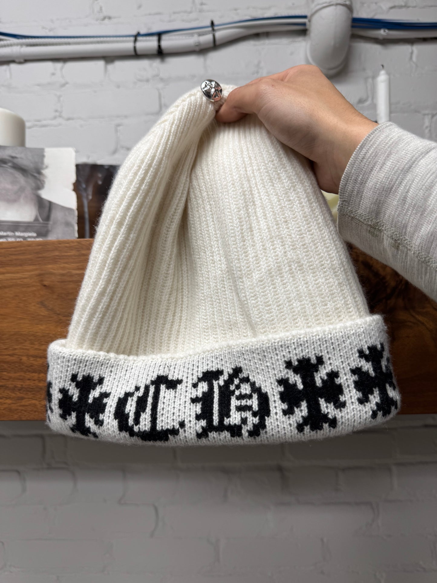 Chrome Hearts ‘Big Daddy’ White CH Logo Cashmere Beanie