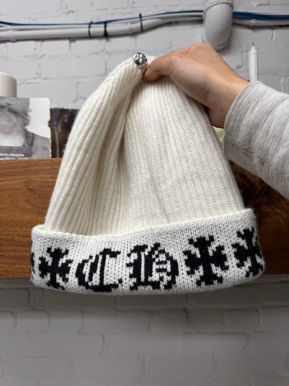 Chrome Hearts ‘Big Daddy’ White CH Logo Cashmere Beanie