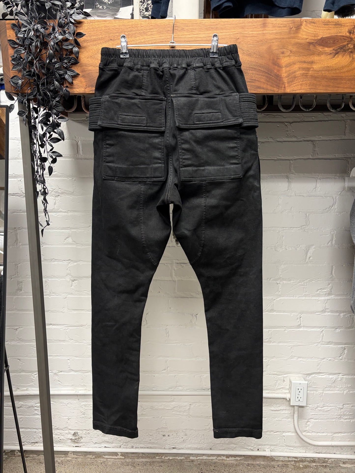 Rick Owens ‘Creatch’ Waxed Black Drop Crotch Pants