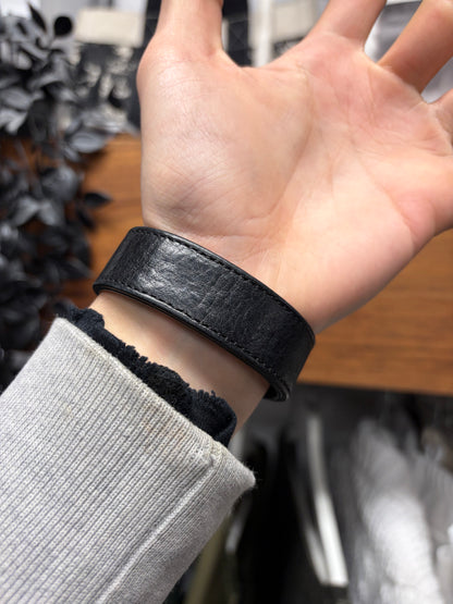 Chrome Hearts x Rolling Stones ‘Tongue & Lips’ 925 Silver Black Leather Snap Bracelet
