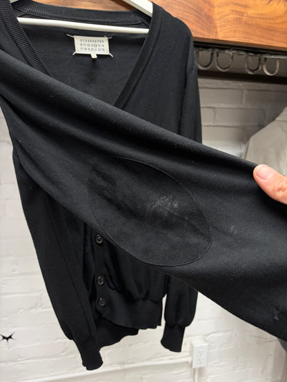 Maison Margiela Line (10) Black Suede Elbow Patch Wool Cardigan