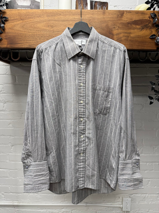 Vintage Dior Striped Grey Cotton Button Up Shirt
