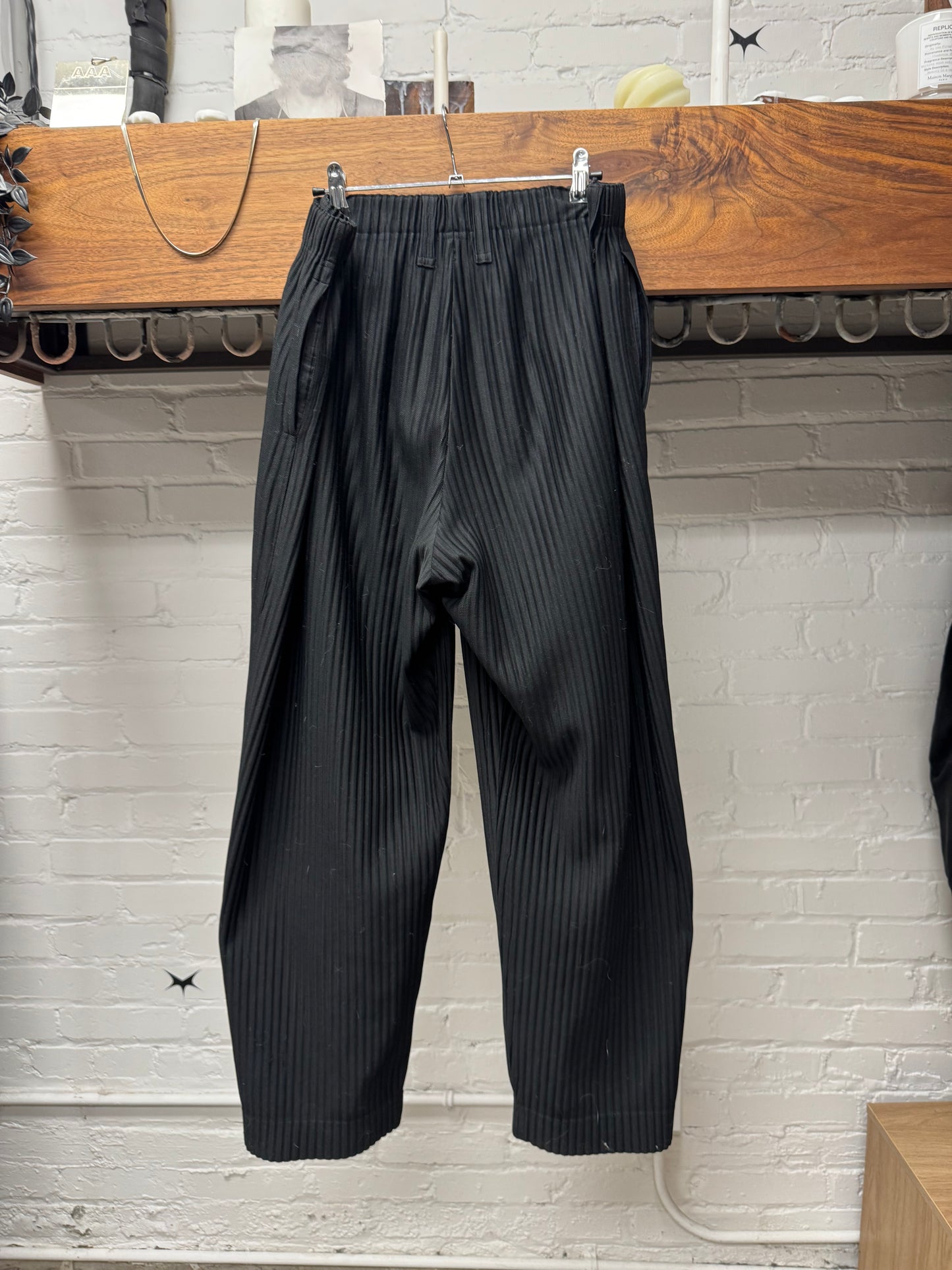 Issey Miyake ‘Homme Plisse’ Pleated Black Wide Leg Trousers