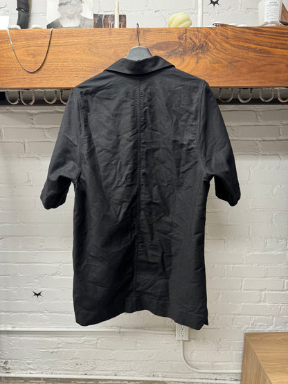 Rick Owens DRKSHDW Patch Black Camp Collar Oversized Short Sleeve Shirt