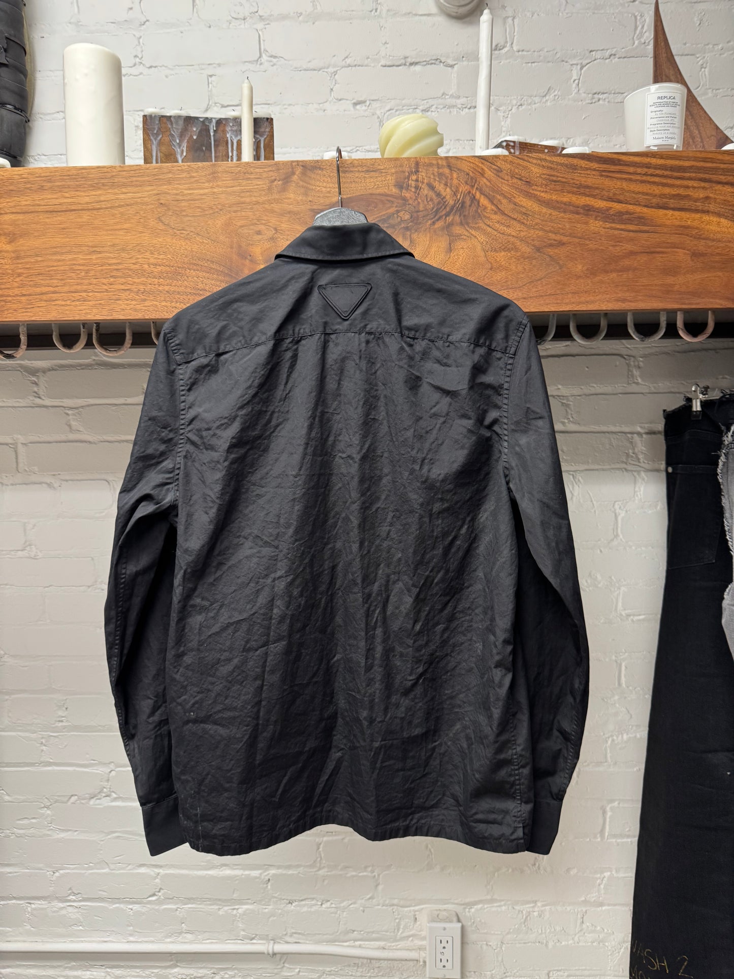 Prada Black ‘Saffiano’ Emblem Button Up Shirt