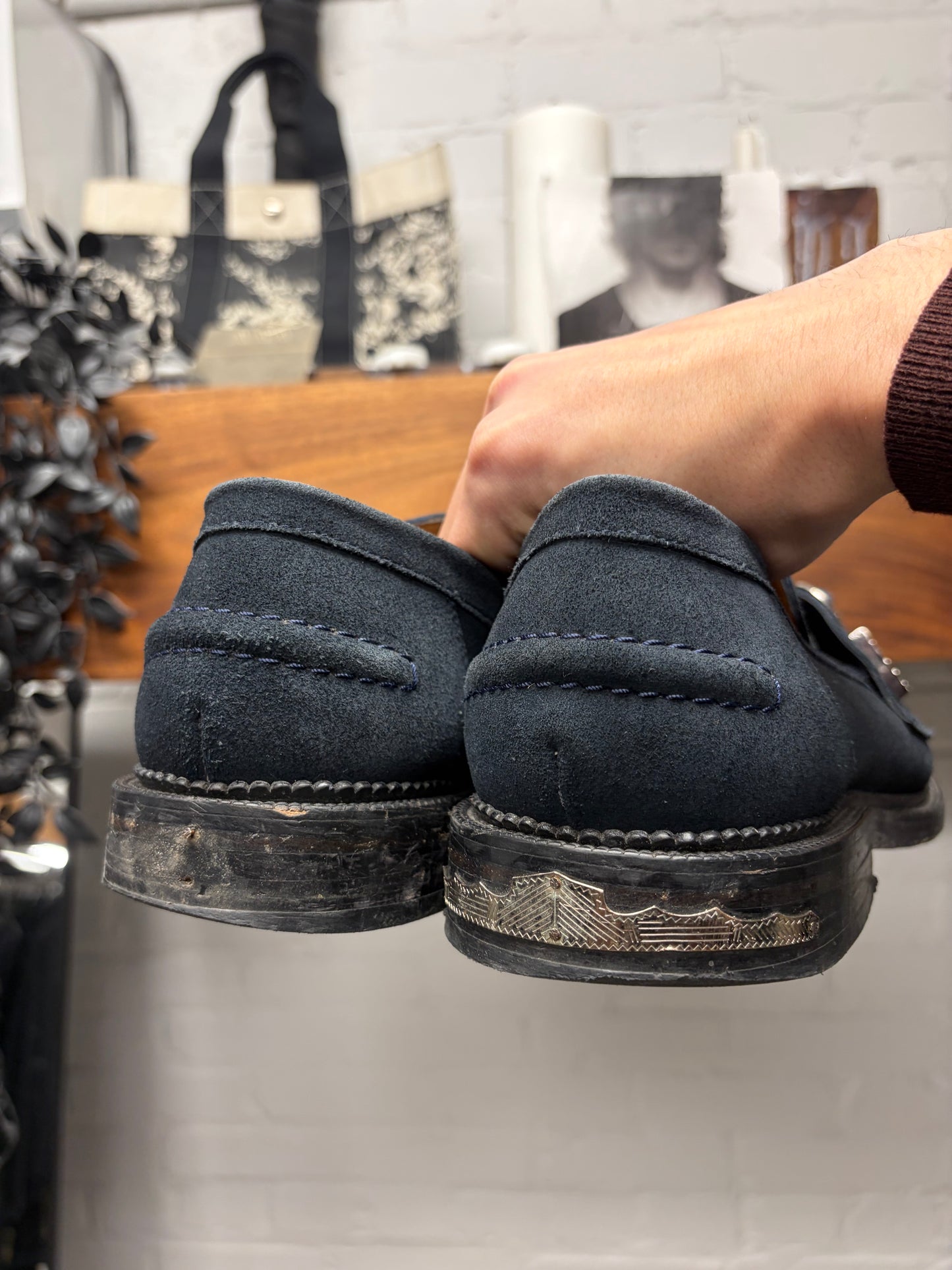 Toga Virilis ‘Western Inspired’ Blue Suede Square Toe Loafers