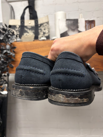 Toga Virilis ‘Western Inspired’ Blue Suede Square Toe Loafers