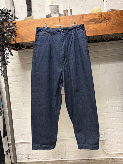 Kapital 11.5oz ‘High Waisted’ Buckle Back Raw Blue Denim