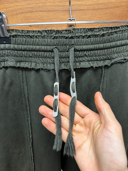 Damir Doma Asymmetric Seam Dark Green Raw Hem Sweatpants