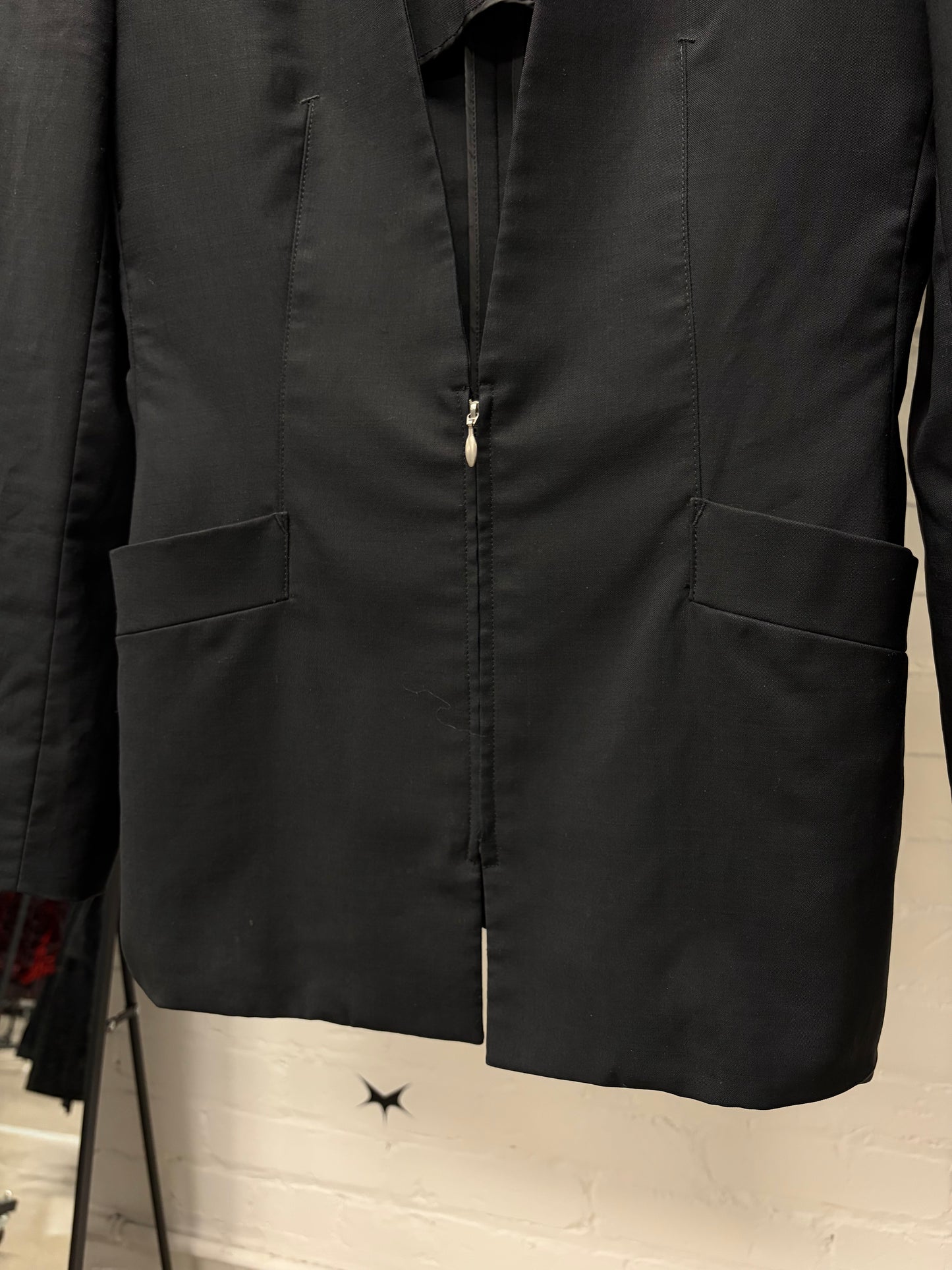 Vintage Jean Paul Gaultier ‘Collarless’ Deconstructed Black Blazer