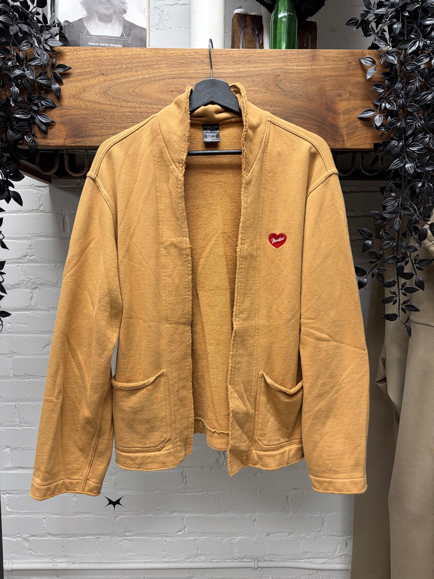 Number (N)ine ‘Heart Logo’ Yellow Buttonless Cardigan