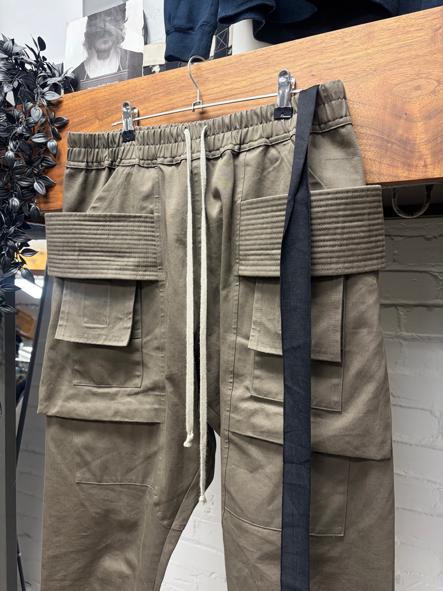 Rick Owens ‘Creatch’ Dust Brown Drawstring Cargo Pants