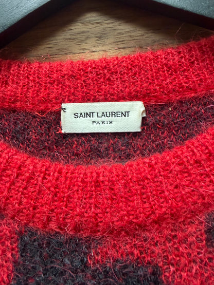 2014 Saint Laurent by Hedi Slimane Red Leopard Pattered Knit Sweater