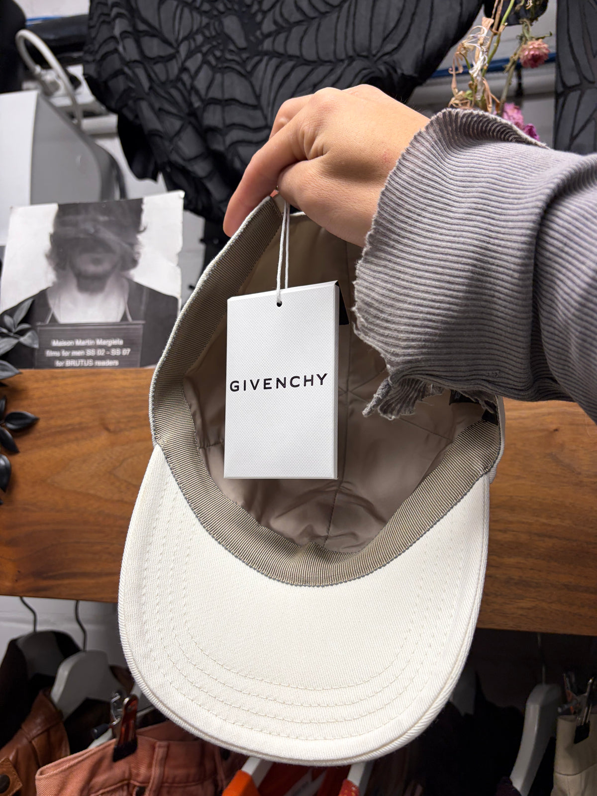 Givenchy Embroidered ‘Minimal Logo’ Black/White Strap-Back Baseball Cap