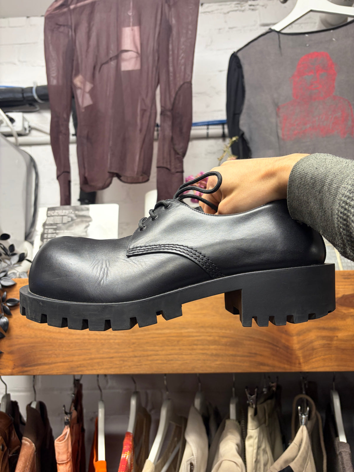 Balenciaga ‘Steroid’ Oversized Black Leather Derbys