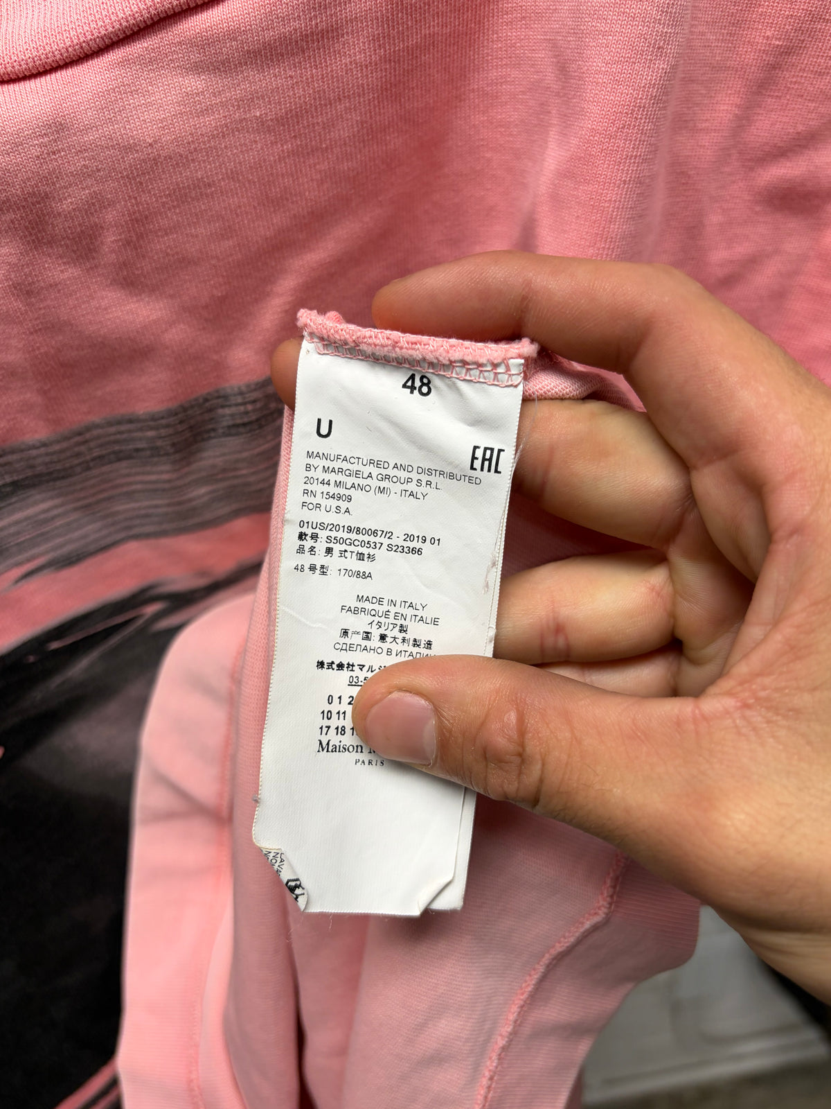 SS2019 Maison Margiela ‘Silhouette’ Faded Pink Graphic T-Shirt