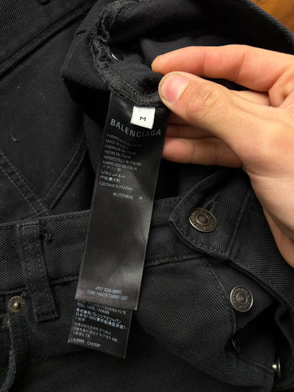 2024 Balenciaga ‘Heel-Bite’ Heavyweight Wide Leg Black Denim