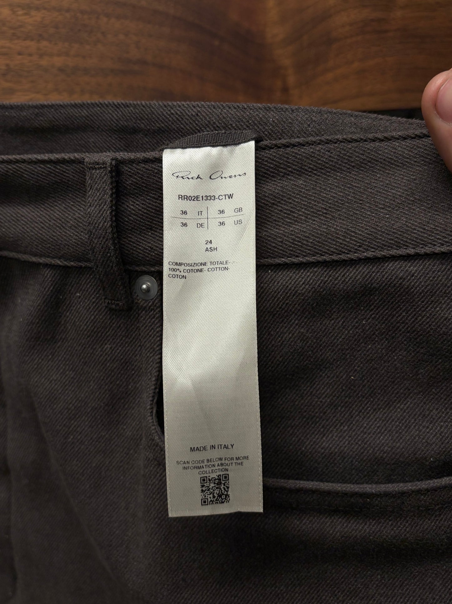 AW2022 Rick Owens ‘Strobe’ Ash Brown ‘Geth’ Wide Leg Denim