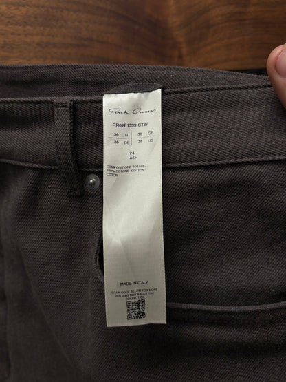AW2022 Rick Owens ‘Strobe’ Ash Brown ‘Geth’ Wide Leg Denim