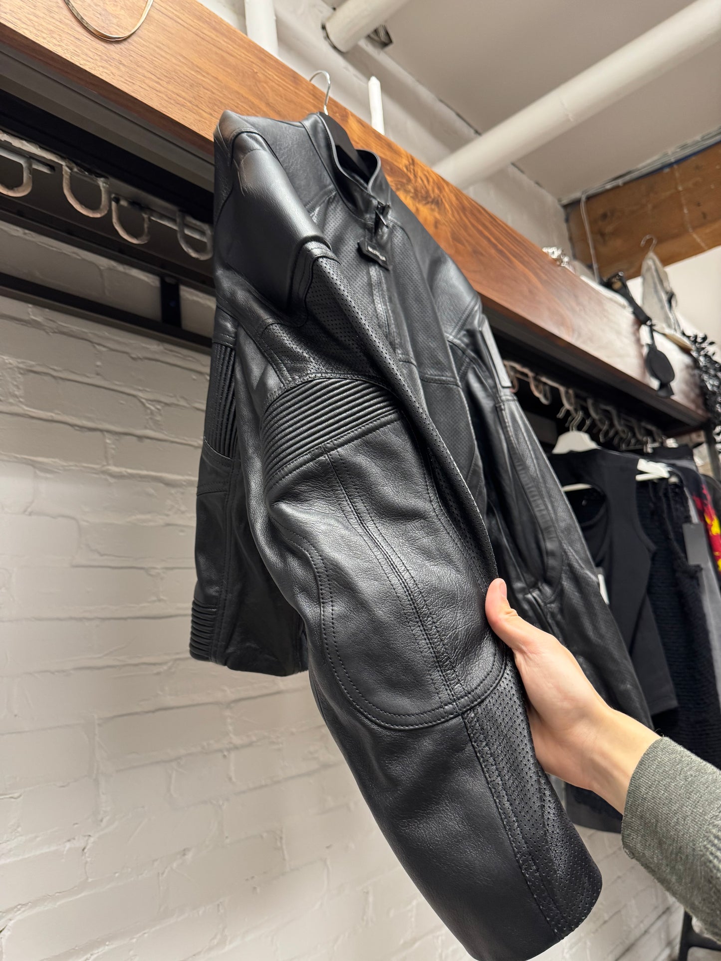 SS2025 Balenciaga Perforated Lambskin Leather Moto-Jacket