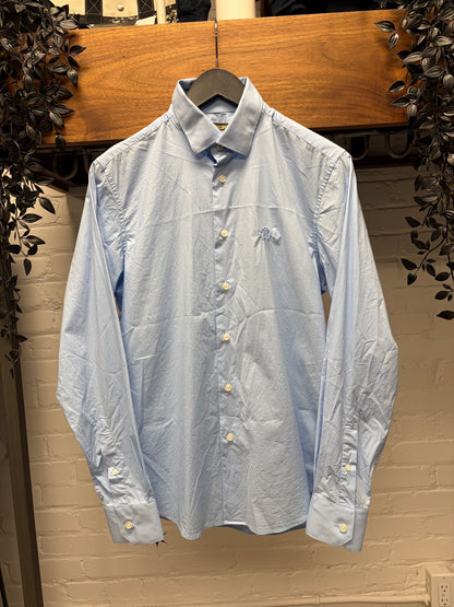 Roberto Cavalli Baby Blue Embroidered Logo Button Up Shirt
