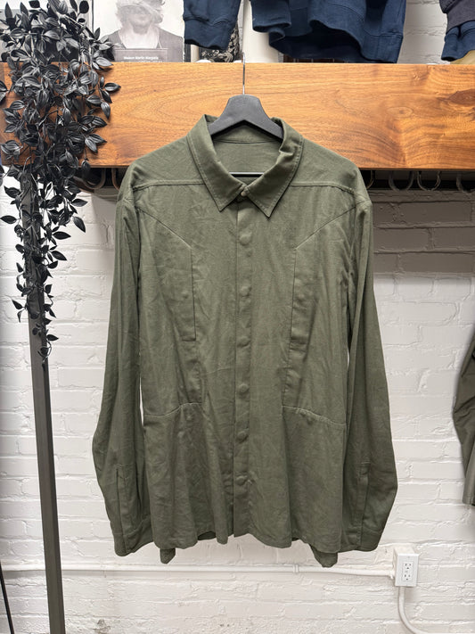 Rick Owens Shoulder-Strap ‘Bosco’ Button Snap Lightweight Work Shirt