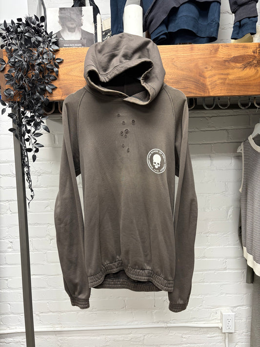 OG Number (N)ine ‘School of Visual Comedy’ Shotgun Distressed Brown Thermal Hoodie