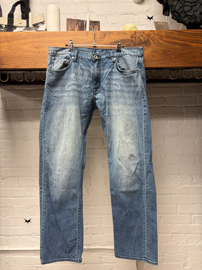 Billionaire Boys Club ‘Running Dog’ Washed Blue Wide Baggy Denim