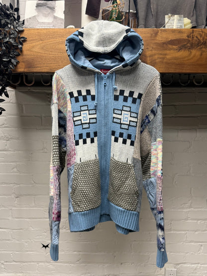 SS2026 Supreme Patchwork Zip-Up Hooded Knit Sweater