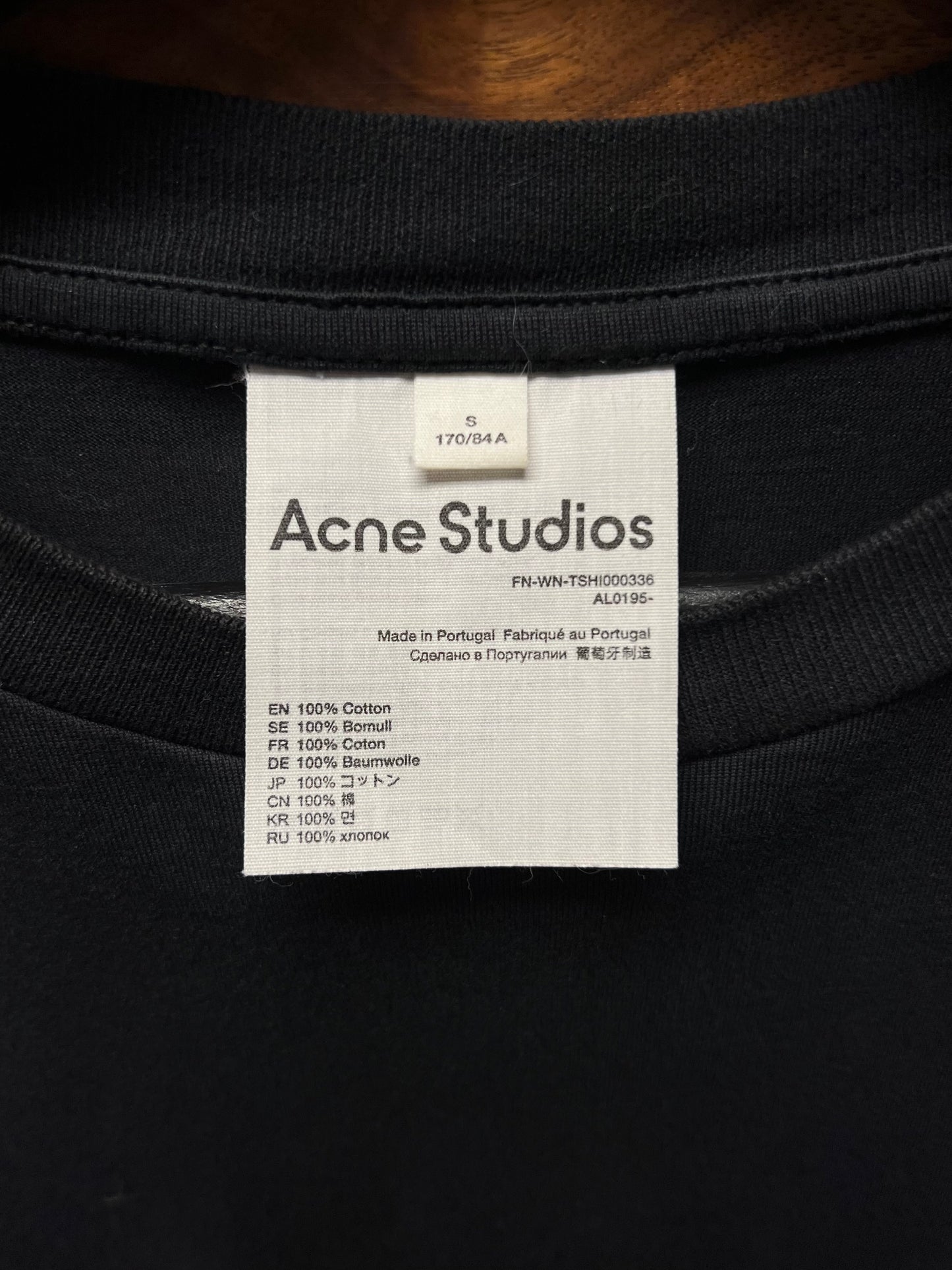 Acne Studios Basic Black Cotton Cropped Fit Boxy T-Shirt