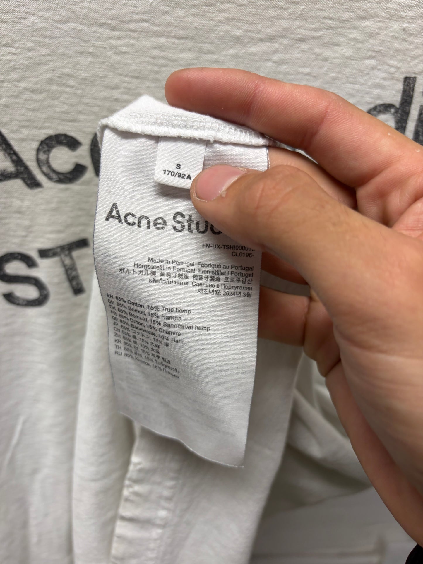 Acne Studios ‘Stockholm Logo’ Distressed White Oversized T-Shirt