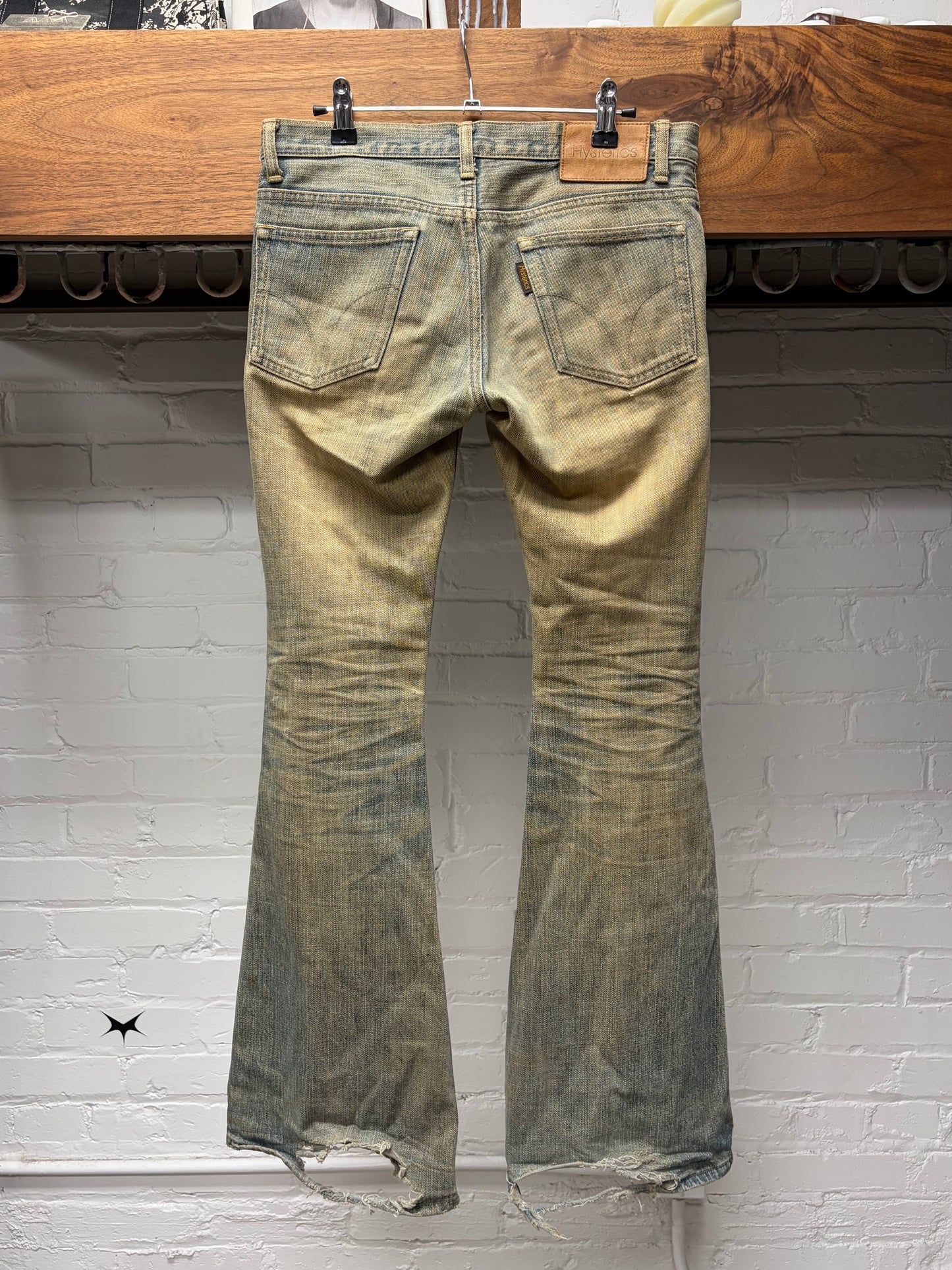 Hysteric Glamour Dirt Washed Blue Flared Leg Denim