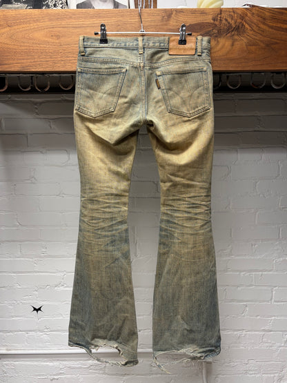 Hysteric Glamour Dirt Washed Blue Flared Leg Denim